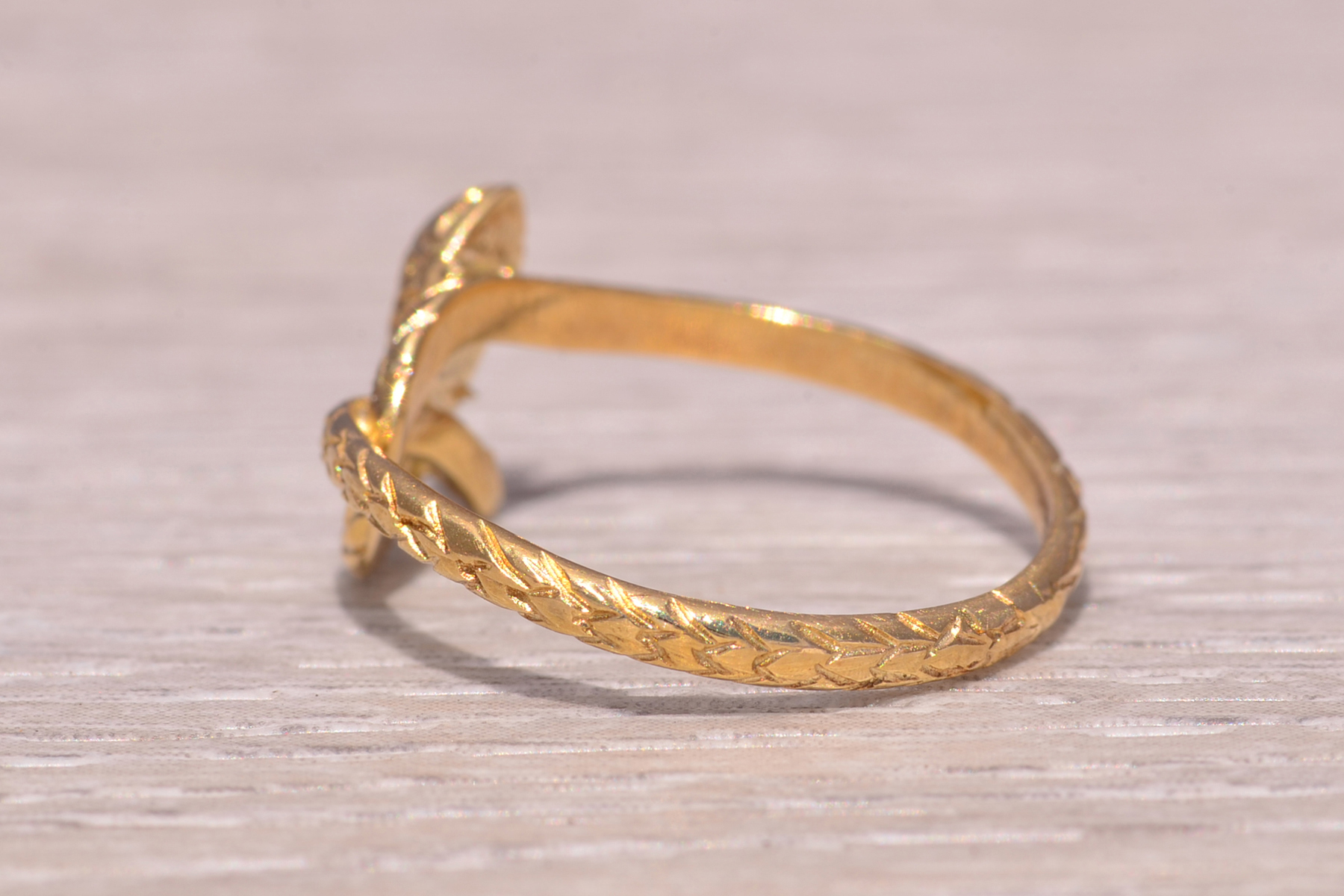 The Golden Serpent: Engraved Snake Ring in Yellow Gold - Image 4