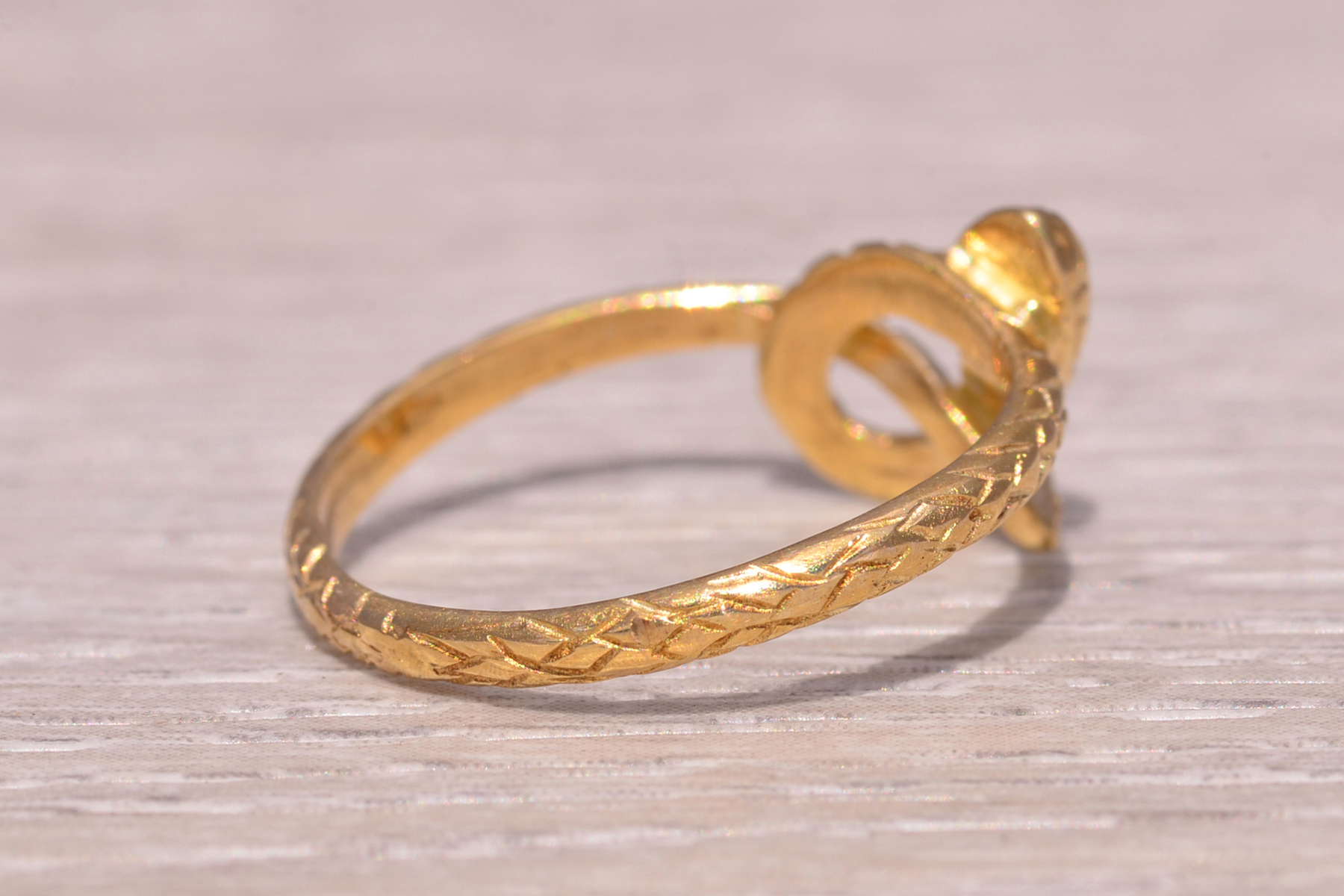 The Golden Serpent: Engraved Snake Ring in Yellow Gold - Image 5