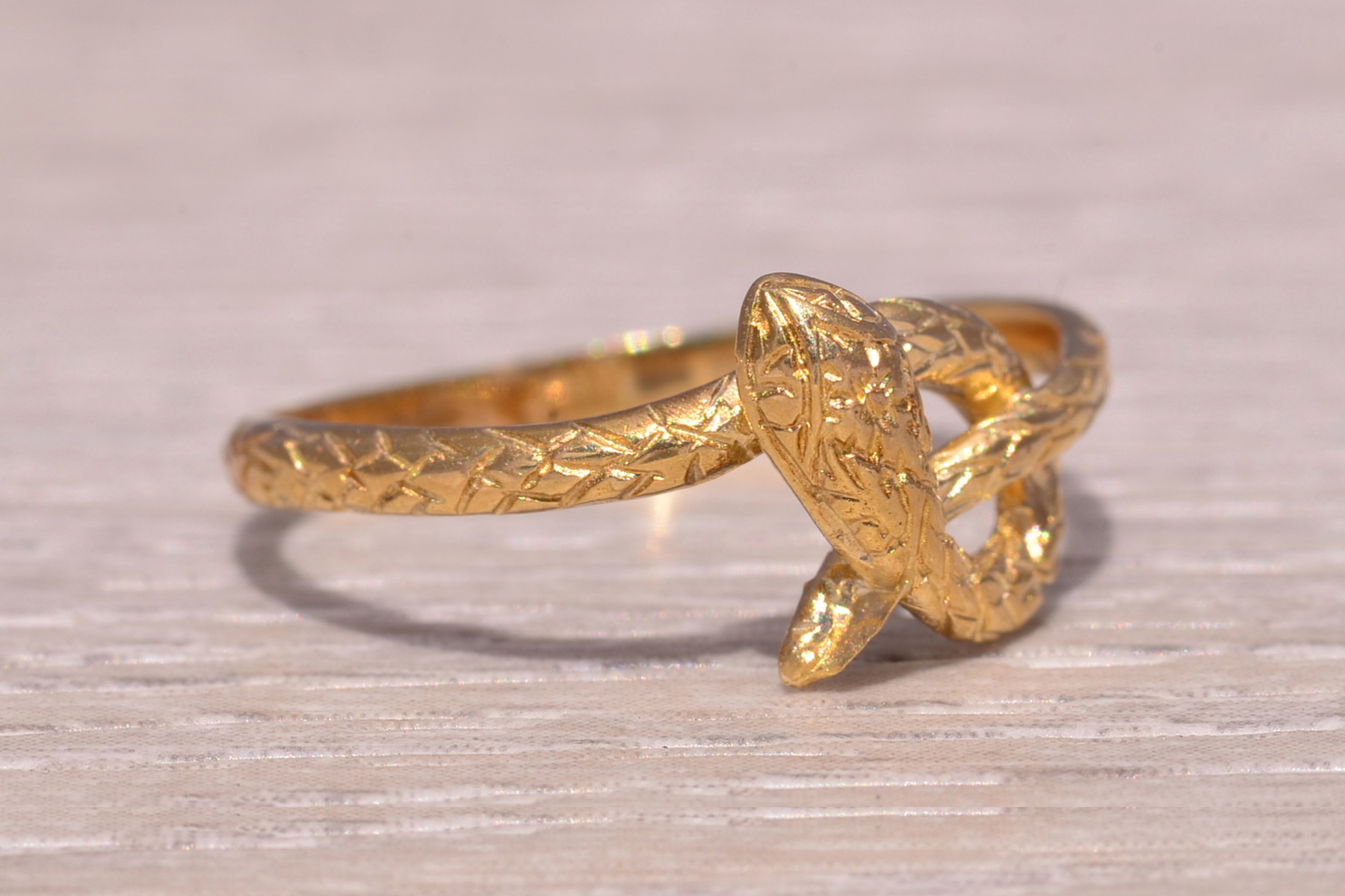 The Golden Serpent: Engraved Snake Ring in Yellow Gold - Image 6
