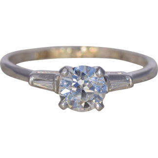 The Continental Classic: Old European Cut Natural Diamond Engagement Ring in Platinum