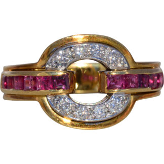 The Ruby Continuum: Ruby and Natural Diamond Ring in 18 Karat Yellow Gold