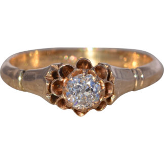 SOLD - The Emma Heirloom: Old Mine Cut Natural Diamond Ring in 14 Karat Yellow Gold