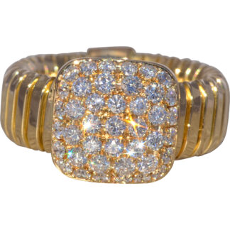 The Gilded Pavé: Signed Natural Diamond Ring in Yellow Gold