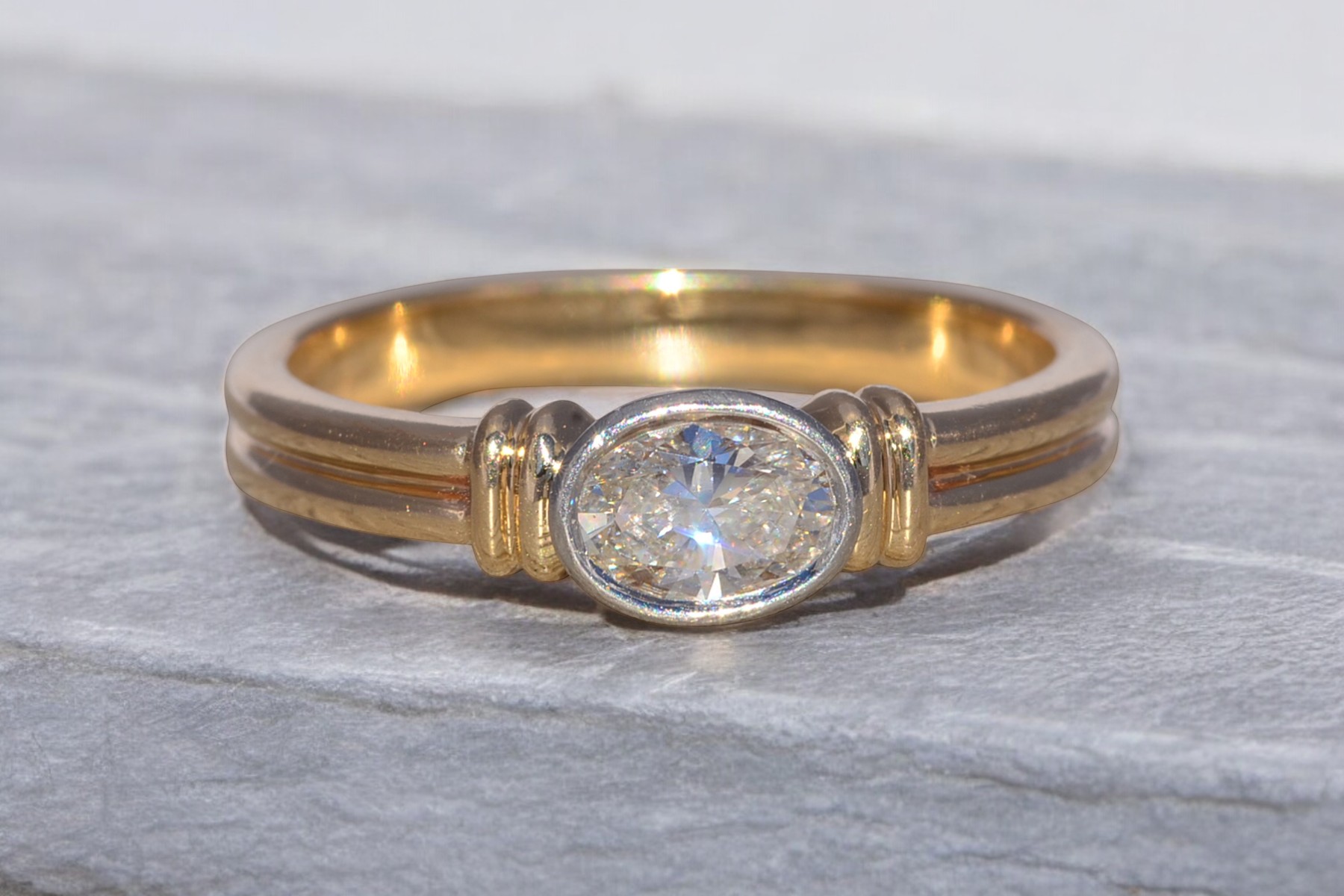 The Meridian Bezel: Natural Diamond Ring in Two-Tone Gold - Image 11