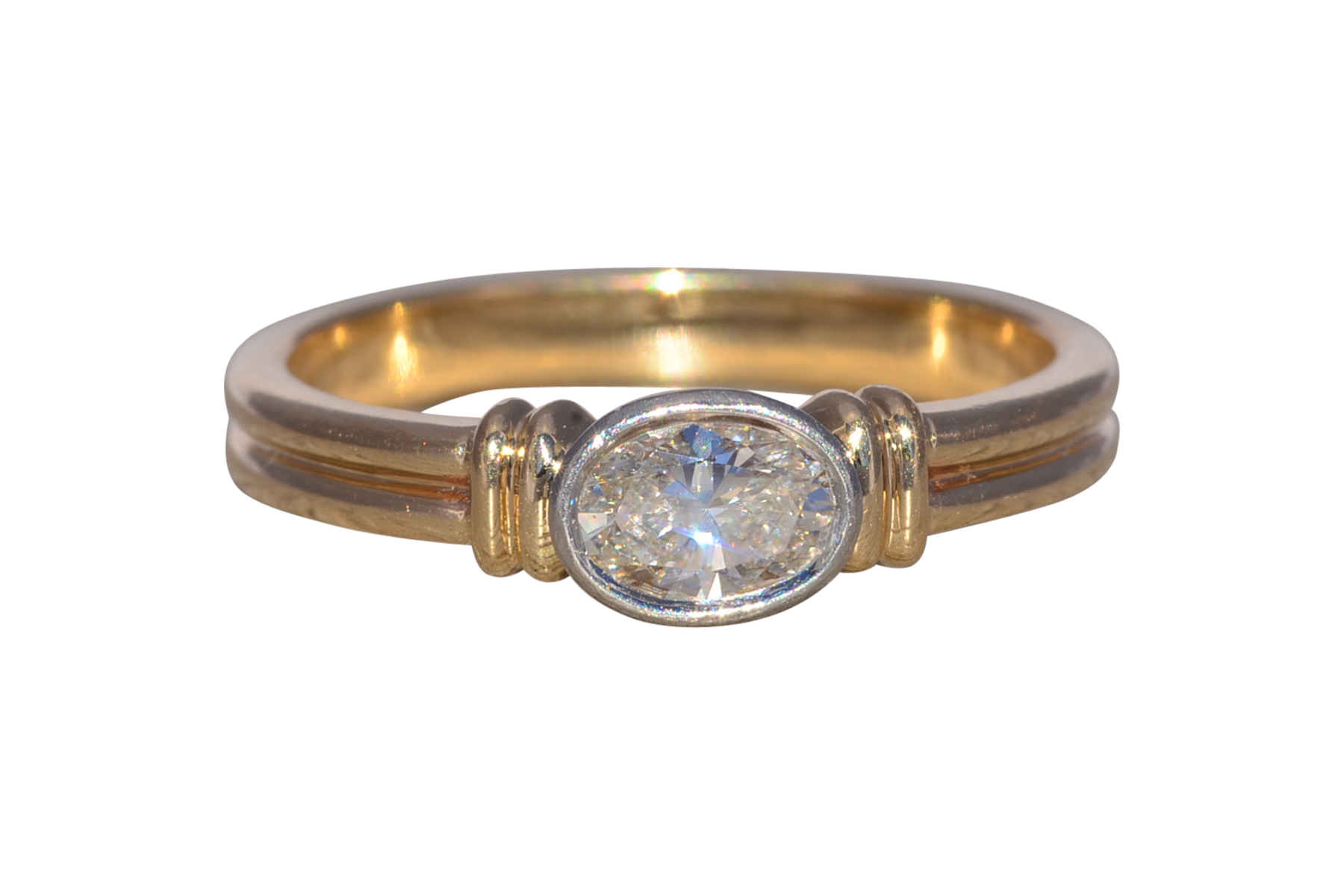 The Meridian Bezel: Natural Diamond Ring in Two-Tone Gold
