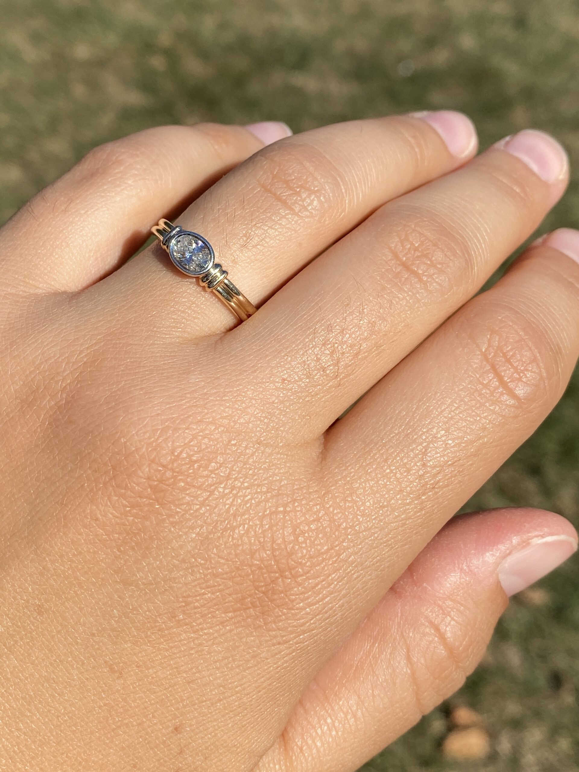 The Meridian Bezel: Natural Diamond Ring in Two-Tone Gold - Image 9