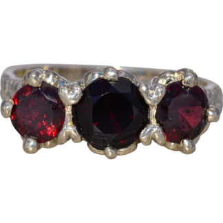 The Crimson Filigree: Garnet Ring in 14 Karat White Gold