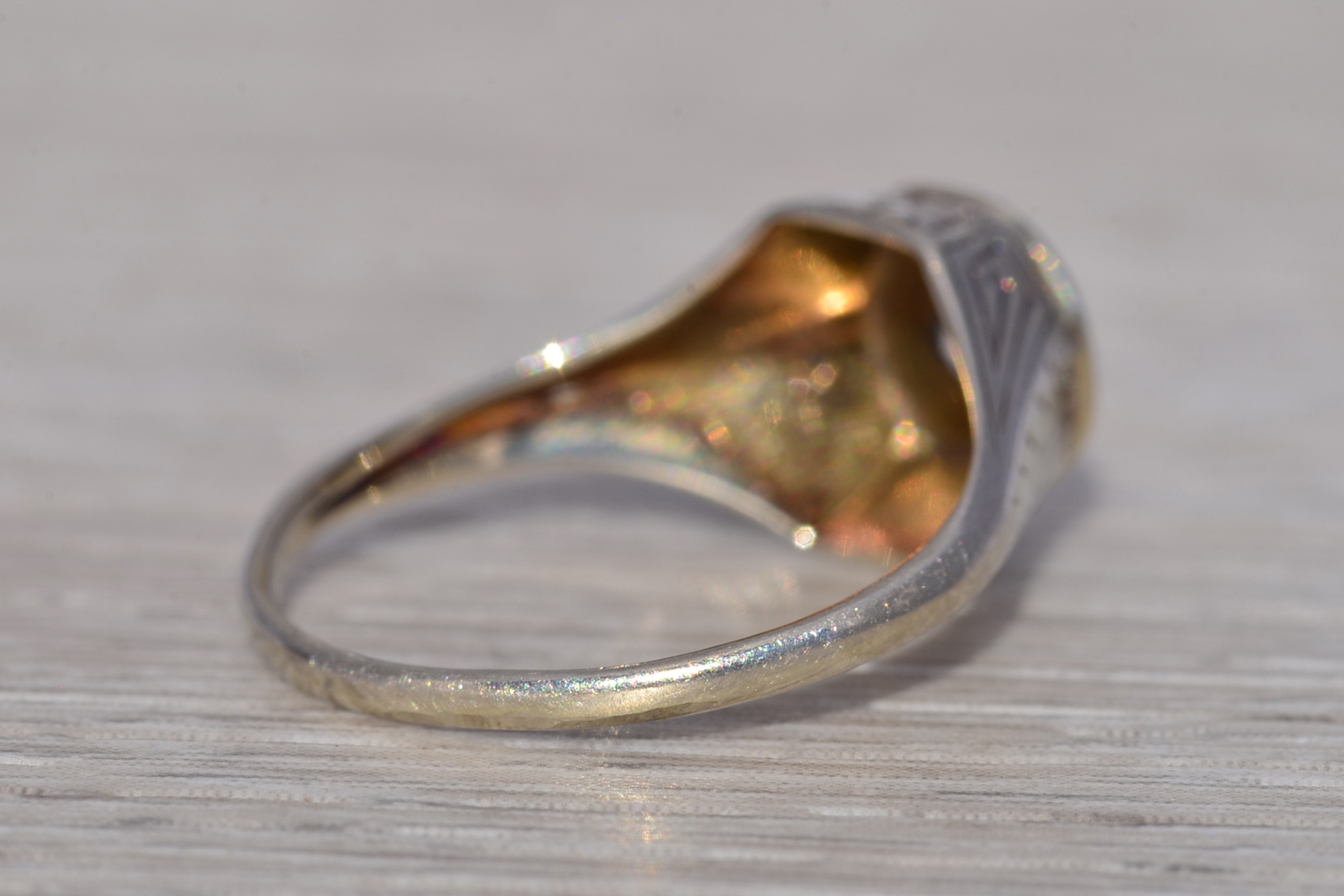 The Octagonal Whisper: Old Mine Cut Natural Diamond Ring in White Gold - Image 5