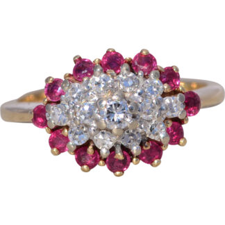The Scarlet Halo: Ruby and Natural Diamond Ring in Yellow Gold