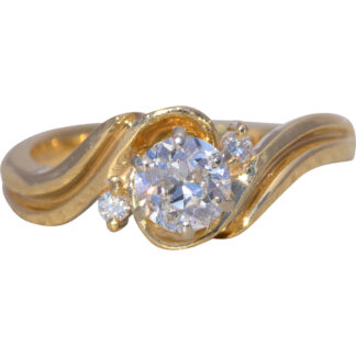 The Golden Wave: Old European Cut Natural Diamond Ring in Yellow Gold