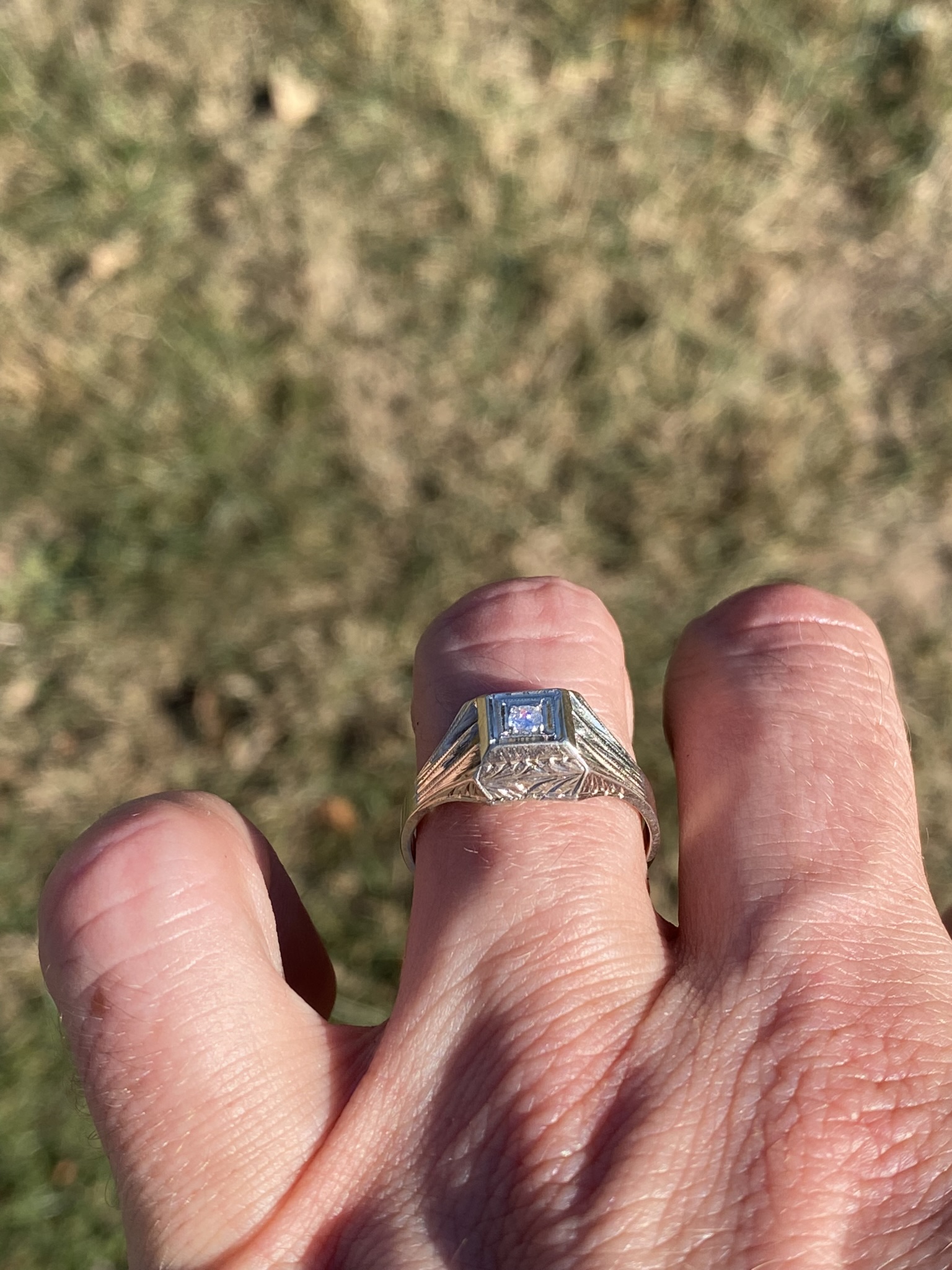 The Gilded Regent: Men’s Natural Diamond Art Deco Engagement Ring in White Gold - Image 9