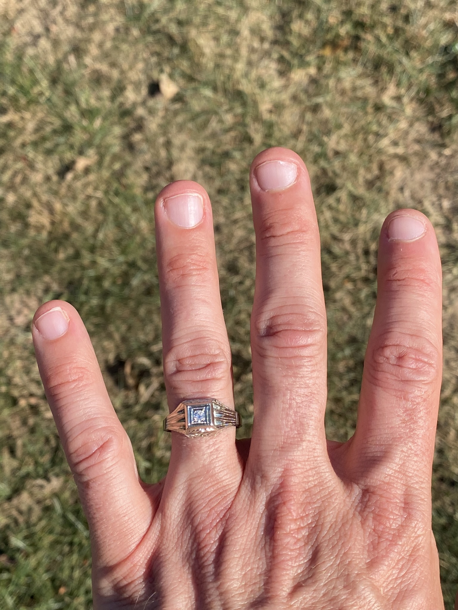 The Gilded Regent: Men’s Natural Diamond Art Deco Engagement Ring in White Gold - Image 11