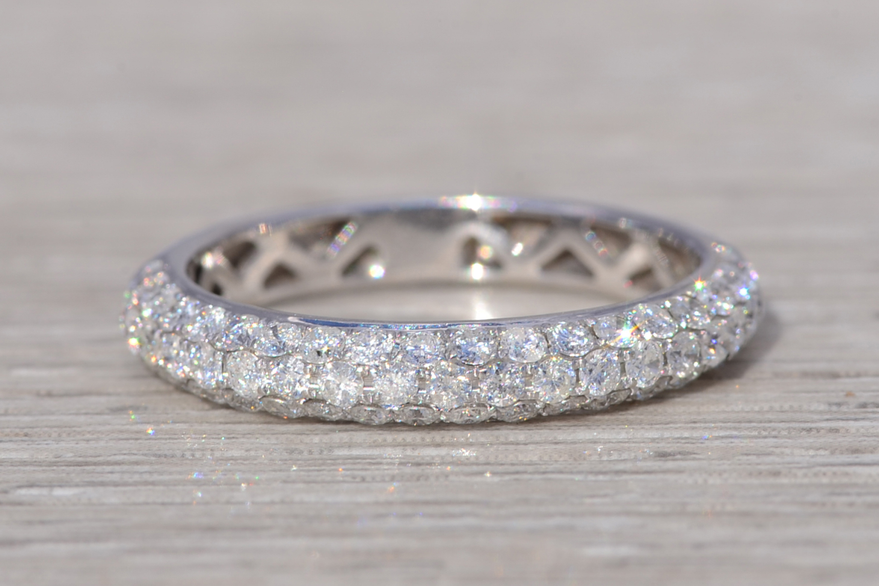 The Radiant Arc: Pave Natural Diamond Band in White Gold - Image 2
