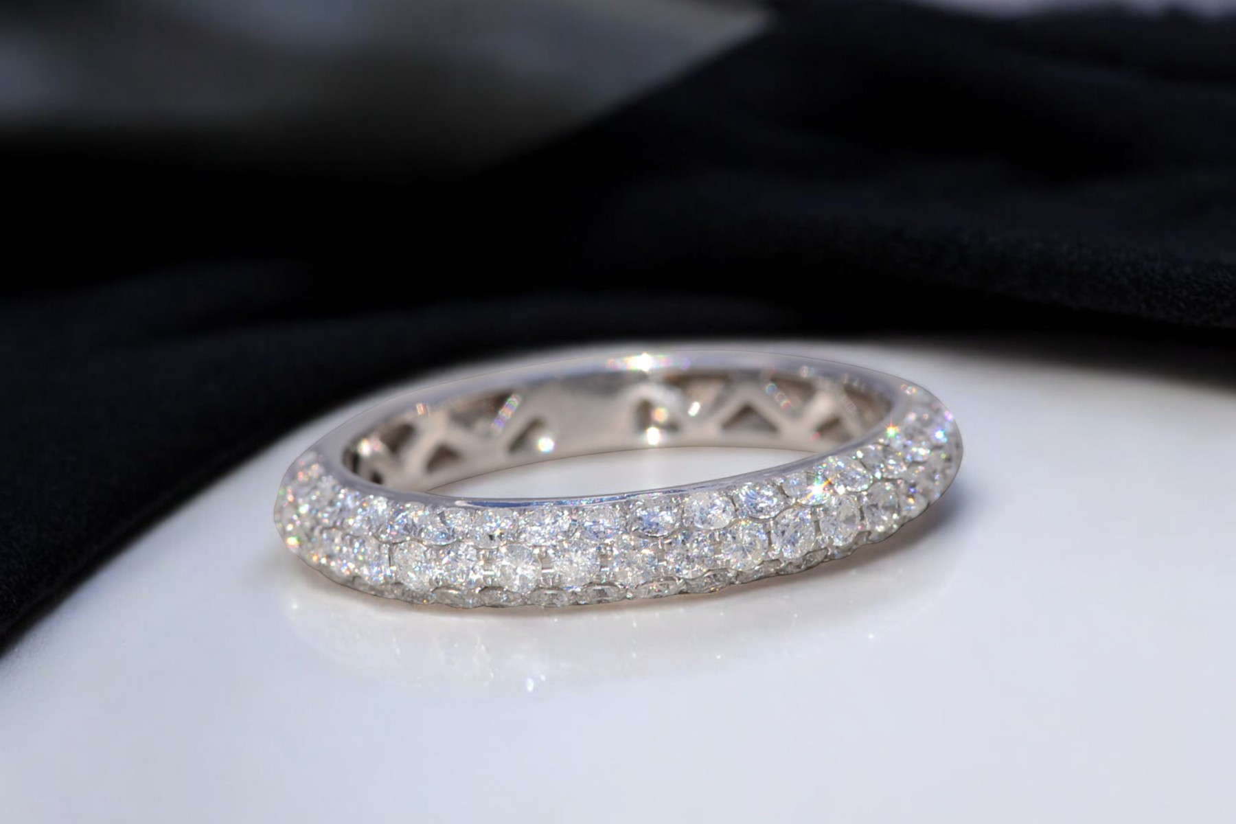 The Radiant Arc: Pave Natural Diamond Band in White Gold - Image 11