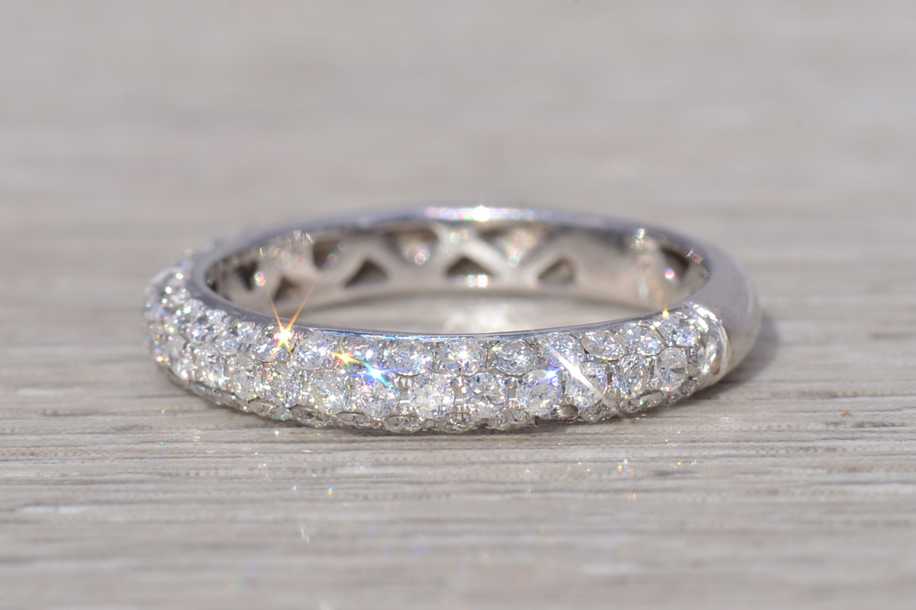 The Radiant Arc: Pave Natural Diamond Band in White Gold - Image 3