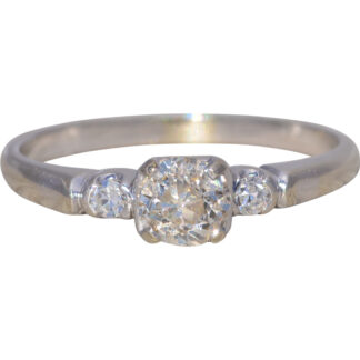 The Heirloom Classic: Old Mine Cut Natural Diamond Engagement Ring in White Gold