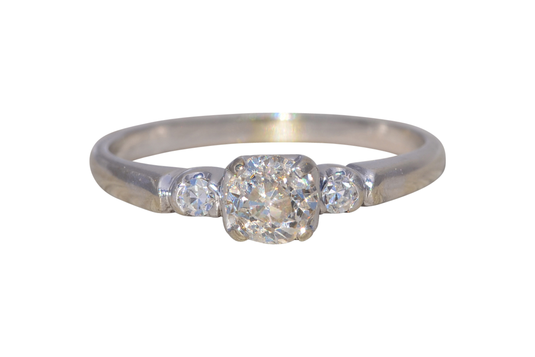 The Heirloom Classic: Old Mine Cut Natural Diamond Engagement Ring in White Gold