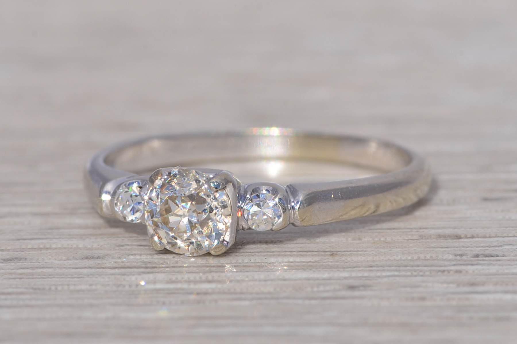 The Heirloom Classic: Old Mine Cut Natural Diamond Engagement Ring in White Gold - Image 3