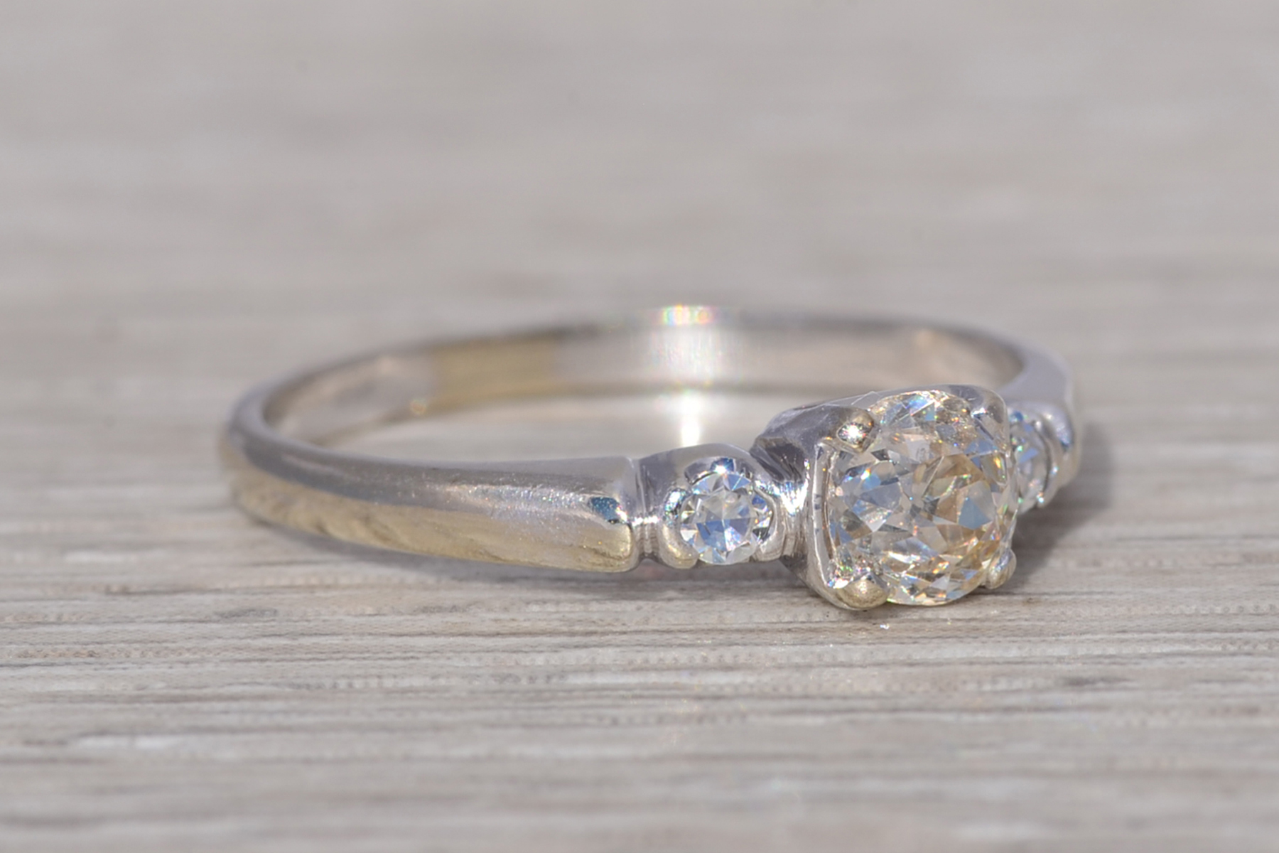 The Heirloom Classic: Old Mine Cut Natural Diamond Engagement Ring in White Gold - Image 6