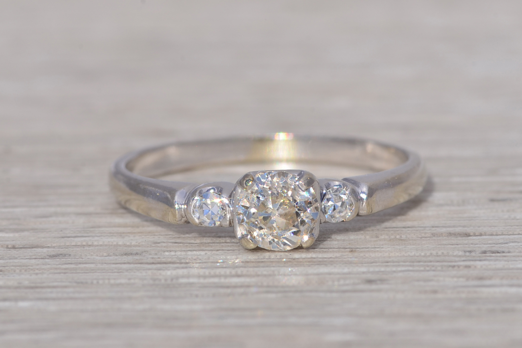 The Heirloom Classic: Old Mine Cut Natural Diamond Engagement Ring in White Gold - Image 7