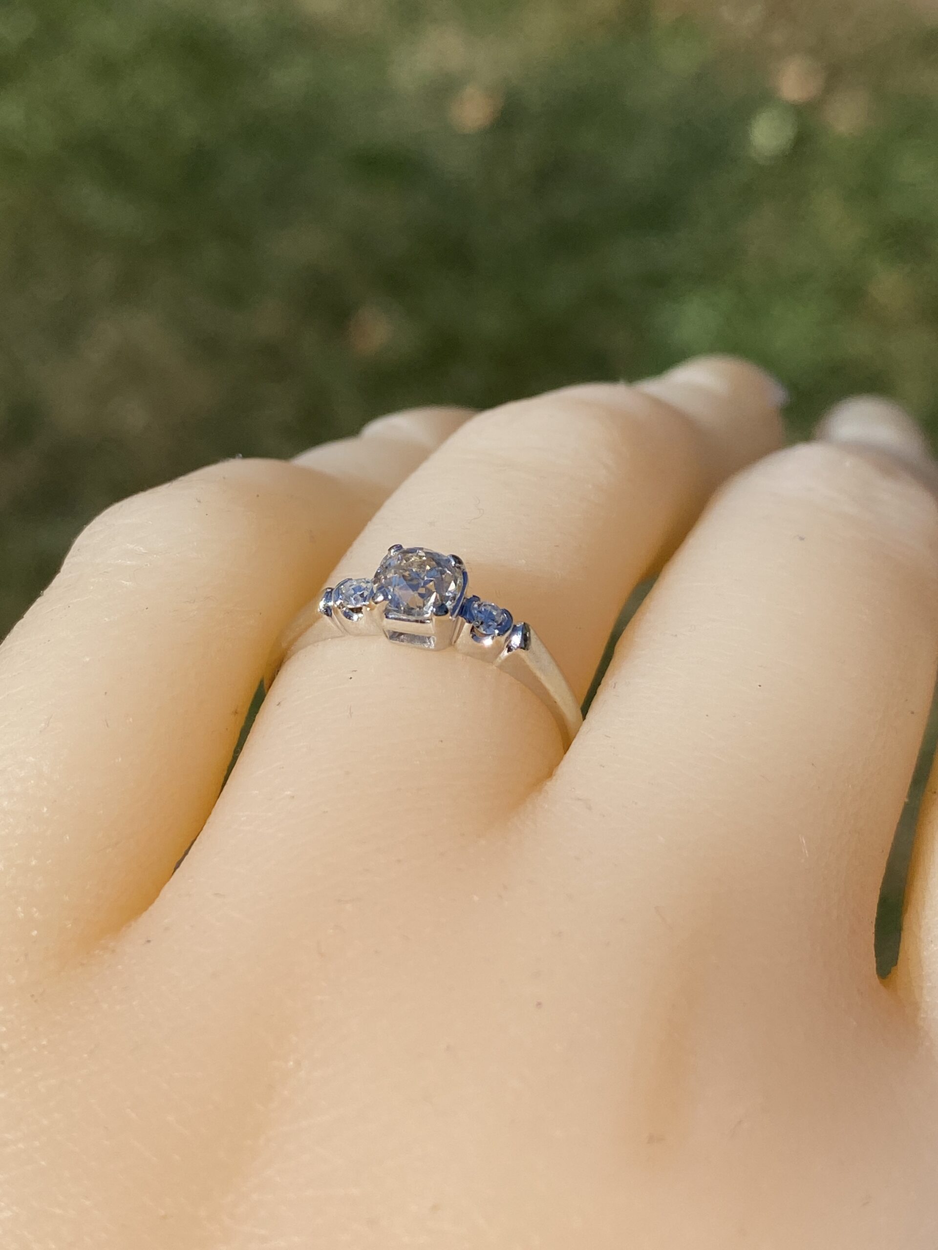The Heirloom Classic: Old Mine Cut Natural Diamond Engagement Ring in White Gold - Image 10