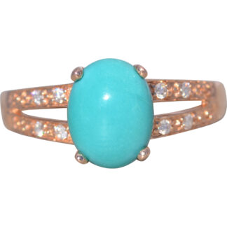 The Desert Horizon: Turquoise and Natural Diamond Ring in Rose Gold