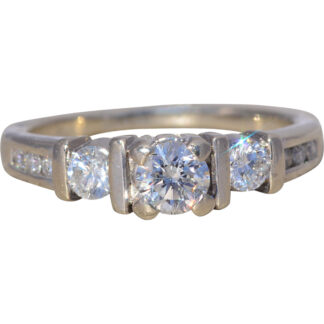 The Threefold Brilliance: Natural Three Diamond Engagement Ring in White Gold