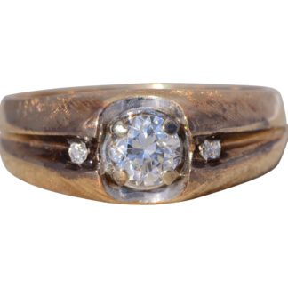 The Bold Crest: Men's Natural Diamond Engagement Ring in Yellow Gold