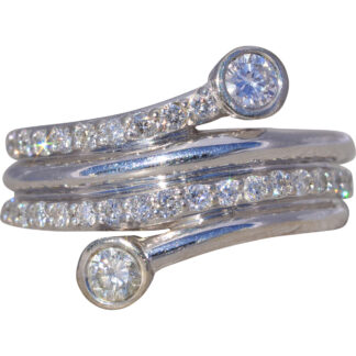 The Twin Orbit Wrap: Natural Diamond Bypass Ring in White Gold
