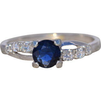 The Midnight Grace: Sapphire and Natural Diamond Ring in White Gold