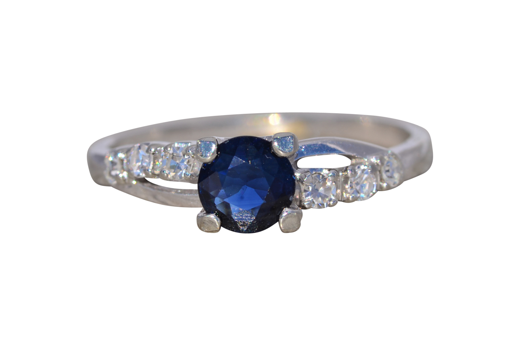 The Midnight Grace: Sapphire and Natural Diamond Ring in White Gold