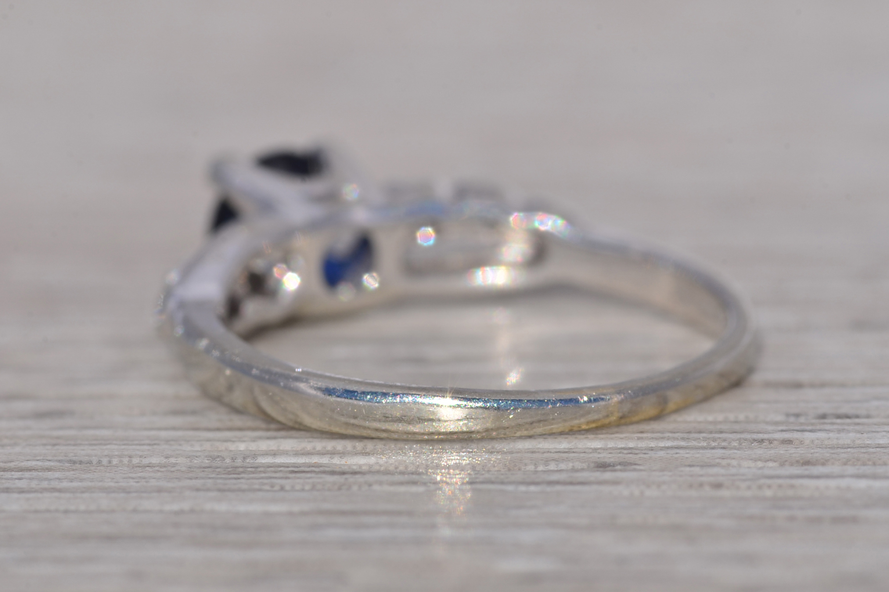 The Midnight Grace: Sapphire and Natural Diamond Ring in White Gold - Image 4