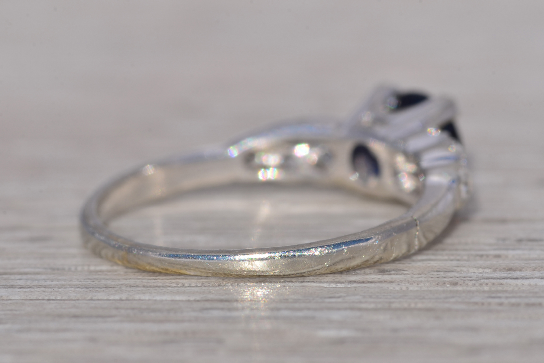 The Midnight Grace: Sapphire and Natural Diamond Ring in White Gold - Image 5