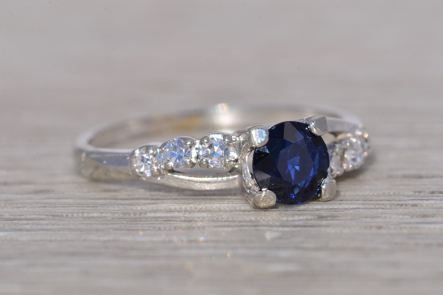 The Midnight Grace: Sapphire and Natural Diamond Ring in White Gold - Image 6