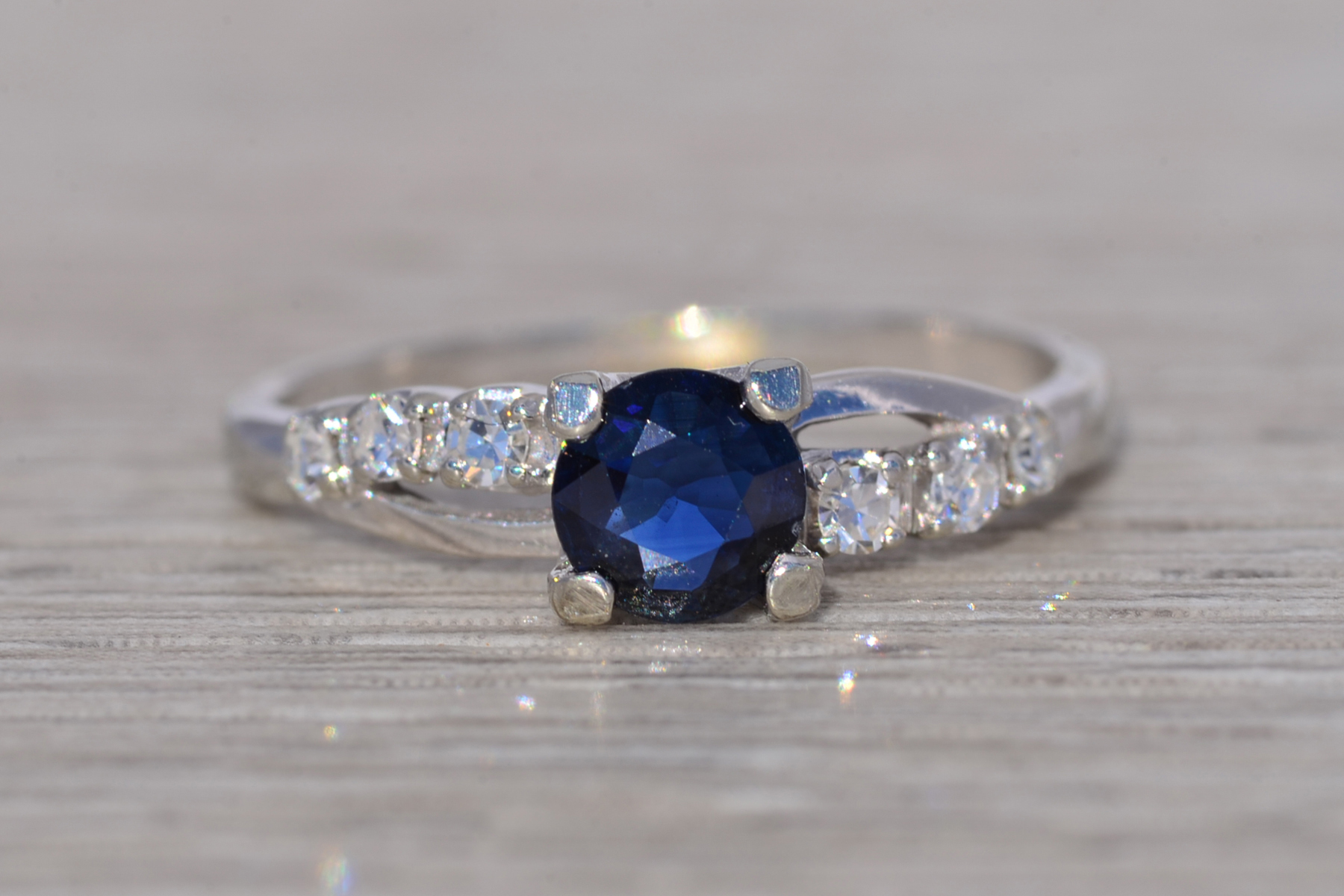 The Midnight Grace: Sapphire and Natural Diamond Ring in White Gold - Image 7
