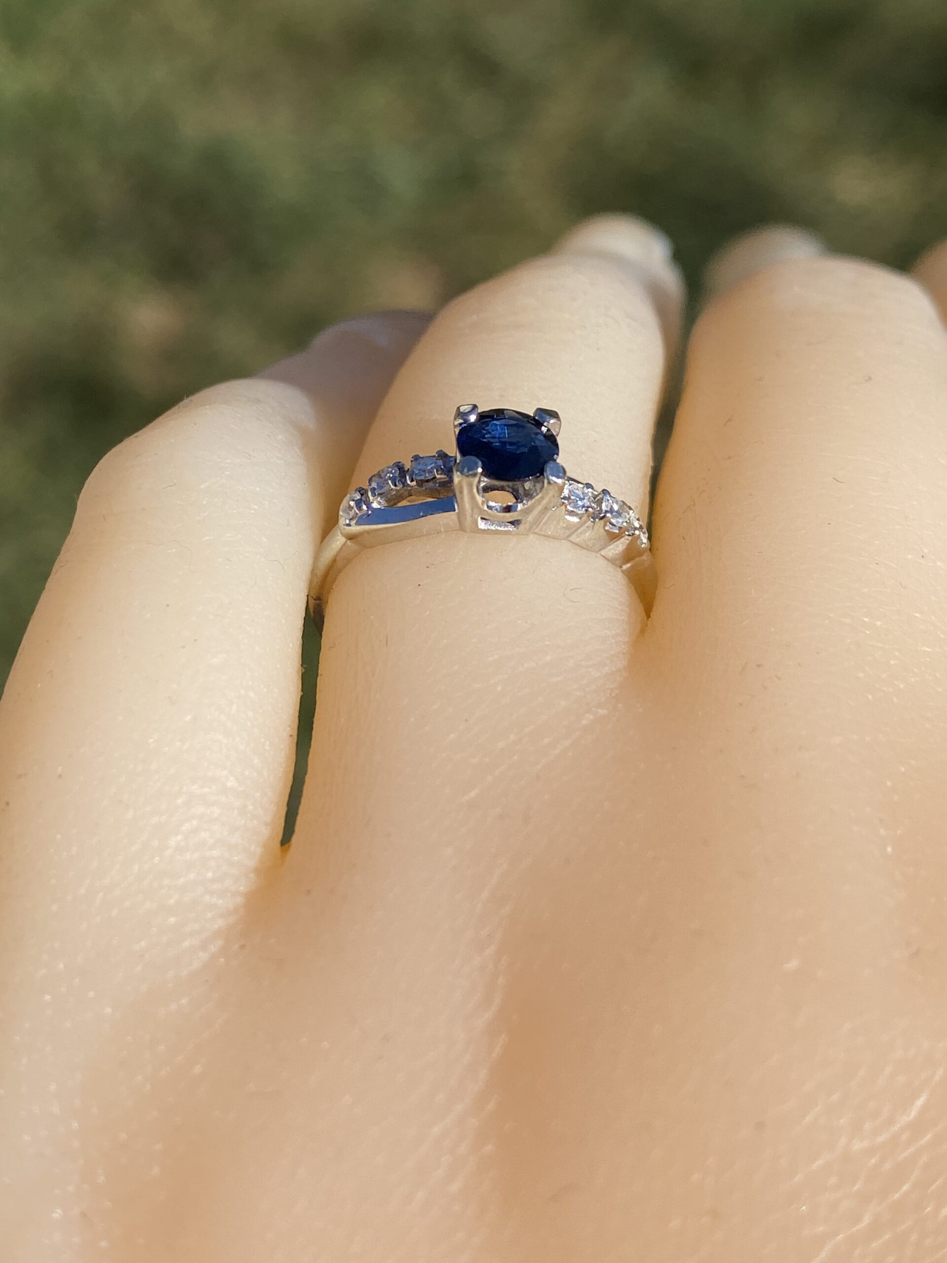 The Midnight Grace: Sapphire and Natural Diamond Ring in White Gold - Image 10