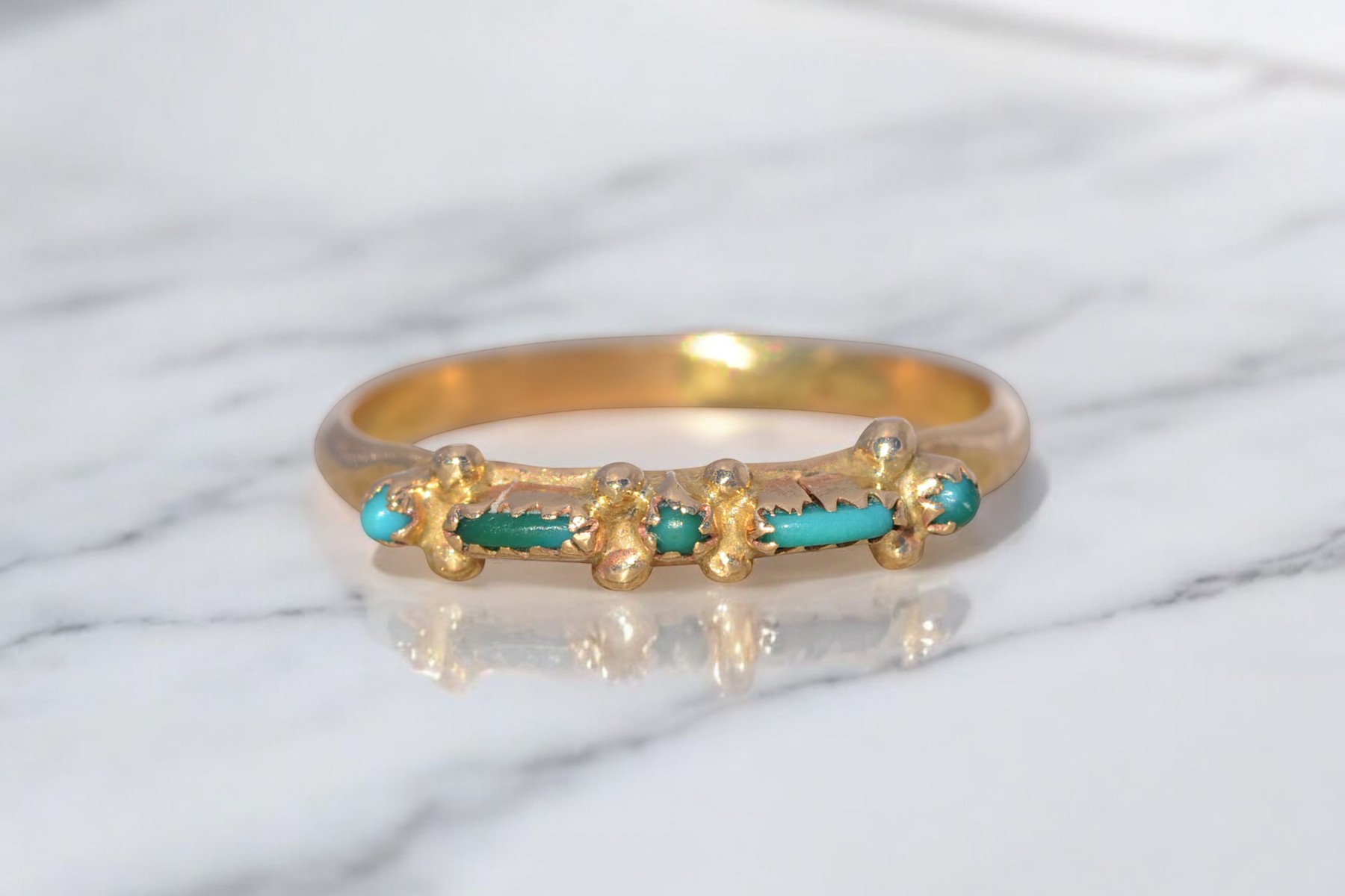 The Zuni Horizon: Turquoise Ring in Yellow Gold - Image 11