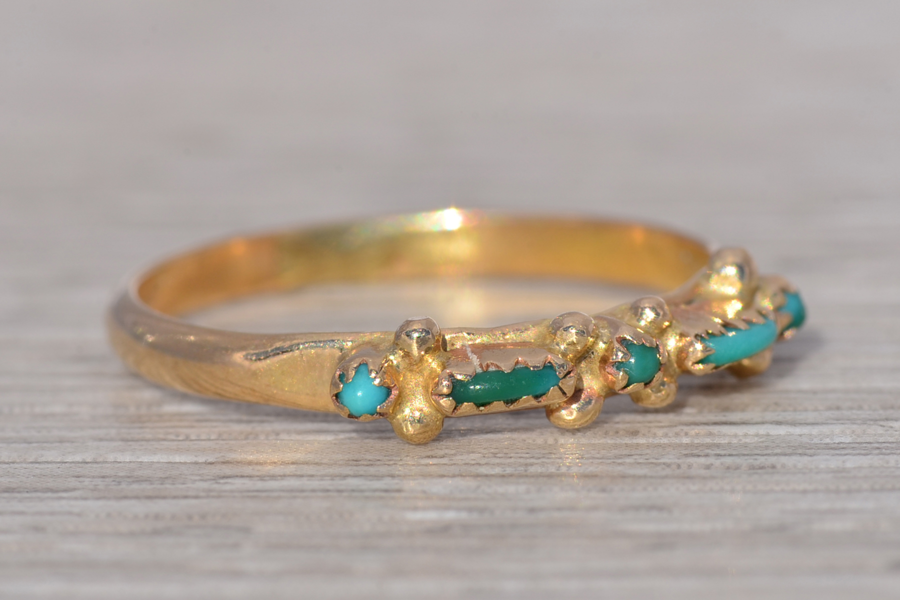The Zuni Horizon: Turquoise Ring in Yellow Gold - Image 6