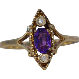 The Midnight Marquis: Amethyst and Diamond Ring in Yellow Gold