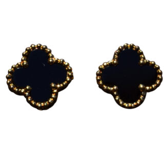 SOLD - The Sweeties: Van Cleef and Arpels Sweet Alhambra Onyx Earrings in Yellow Gold