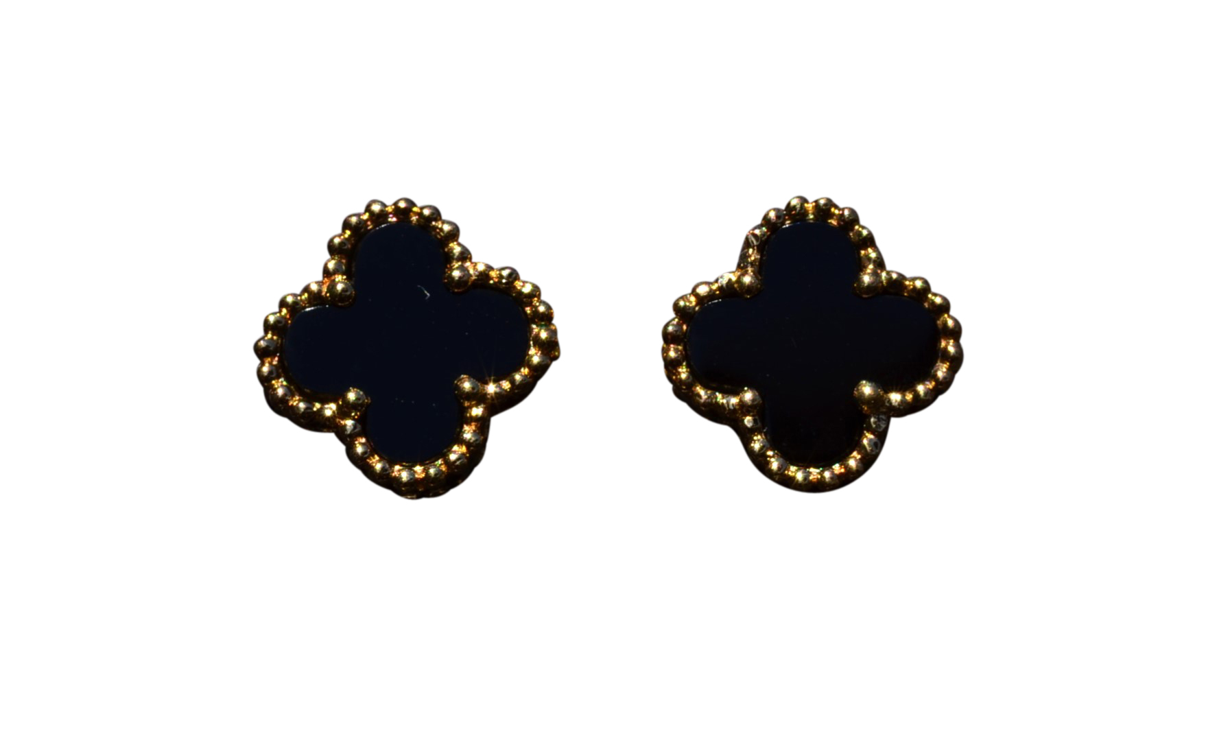 SOLD - The Sweeties: Van Cleef and Arpels Sweet Alhambra Onyx Earrings in Yellow Gold