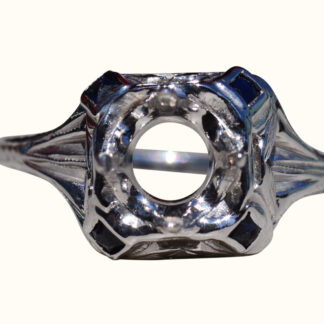 Ladies Antique 20K White Gold Mounting set with Sapphires