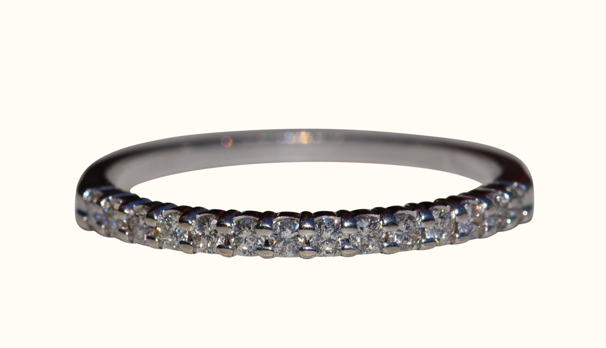The Elizaville: Ladies 14K White Gold Diamond Half Eternity Band