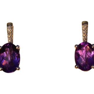 The 68th Avenue: Amethyst and Diamond Dangler Earrings in Yellow Gold