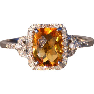 The 21st Avenue: Citrine and Diamond Ring in White Gold