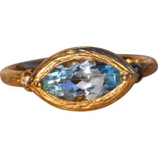 The 47th Avenue: East to West Marquise Aquamarine and Diamond Textured Ring