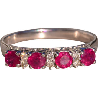 SOLD - The 50th Avenue: Natural Ruby and Diamond Band in White Gold