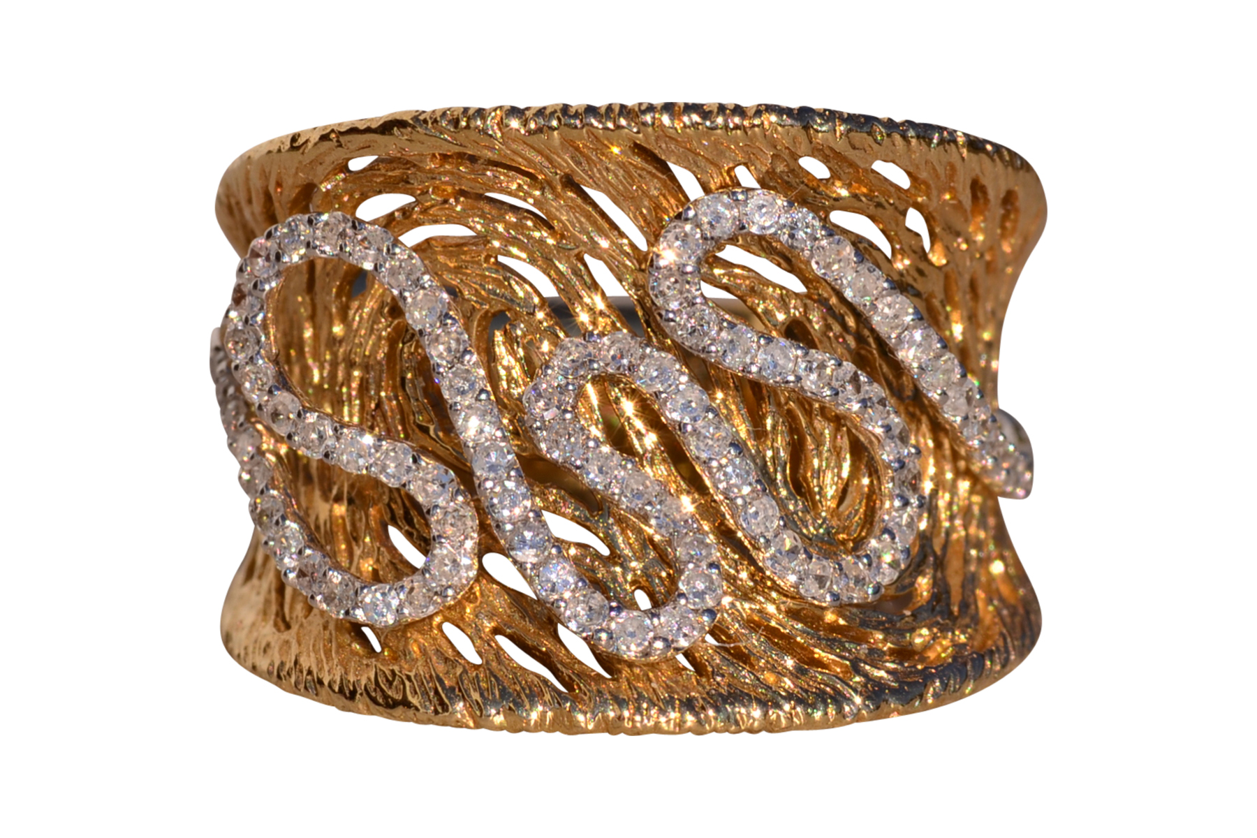 The 69th Avenue: Contemporary Yellow Gold Cocktail Ring set with Natural Diamonds