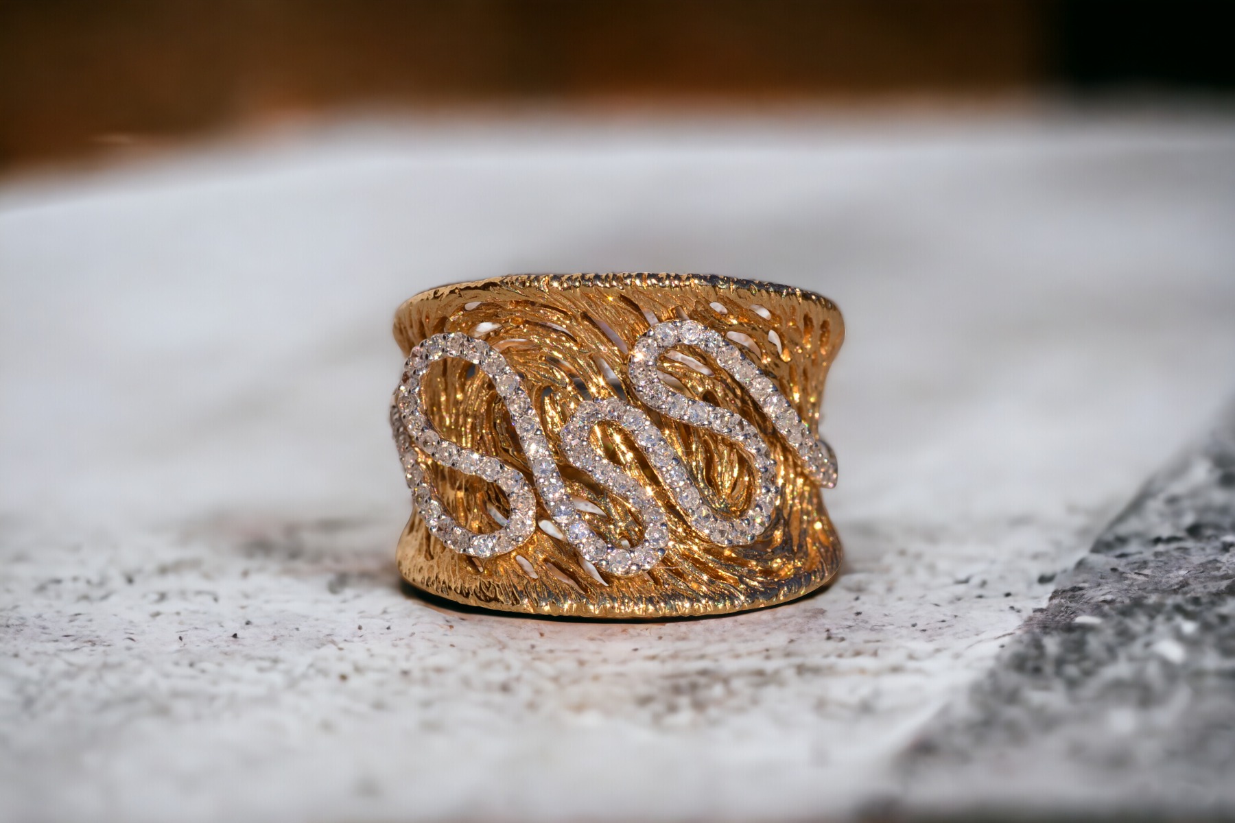 The 69th Avenue: Contemporary Yellow Gold Cocktail Ring set with Natural Diamonds - Image 11