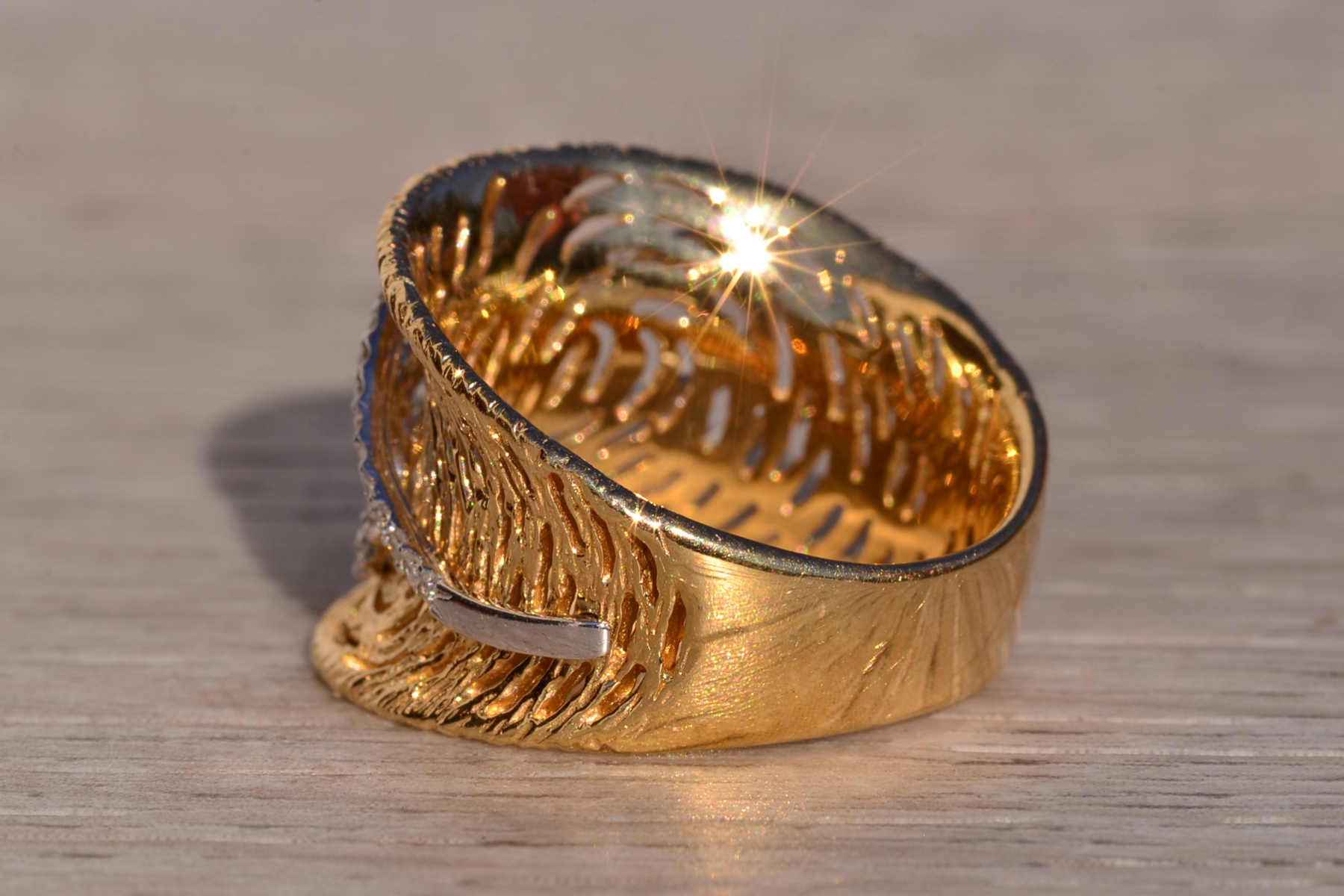 The 69th Avenue: Contemporary Yellow Gold Cocktail Ring set with Natural Diamonds - Image 4